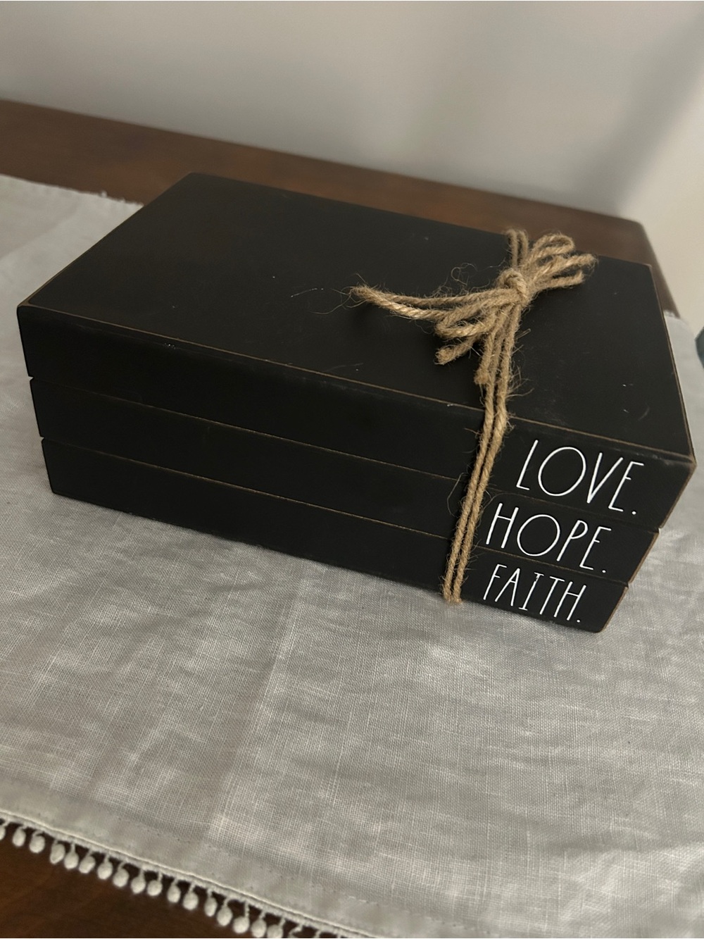 Rae Dunn Black Stacked Books Decor with White Lettering